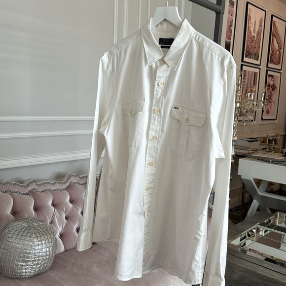 POLO RALPH LAUREN MEN WHITE SHIRT BEACH TWILL SIZE XL - Picture 14 of 17